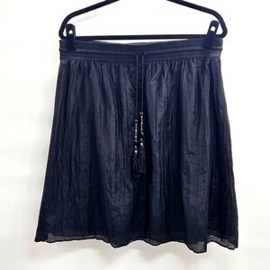 White House Black Market Black Mini Skirt With Drawstring Tie Size‎ Medium